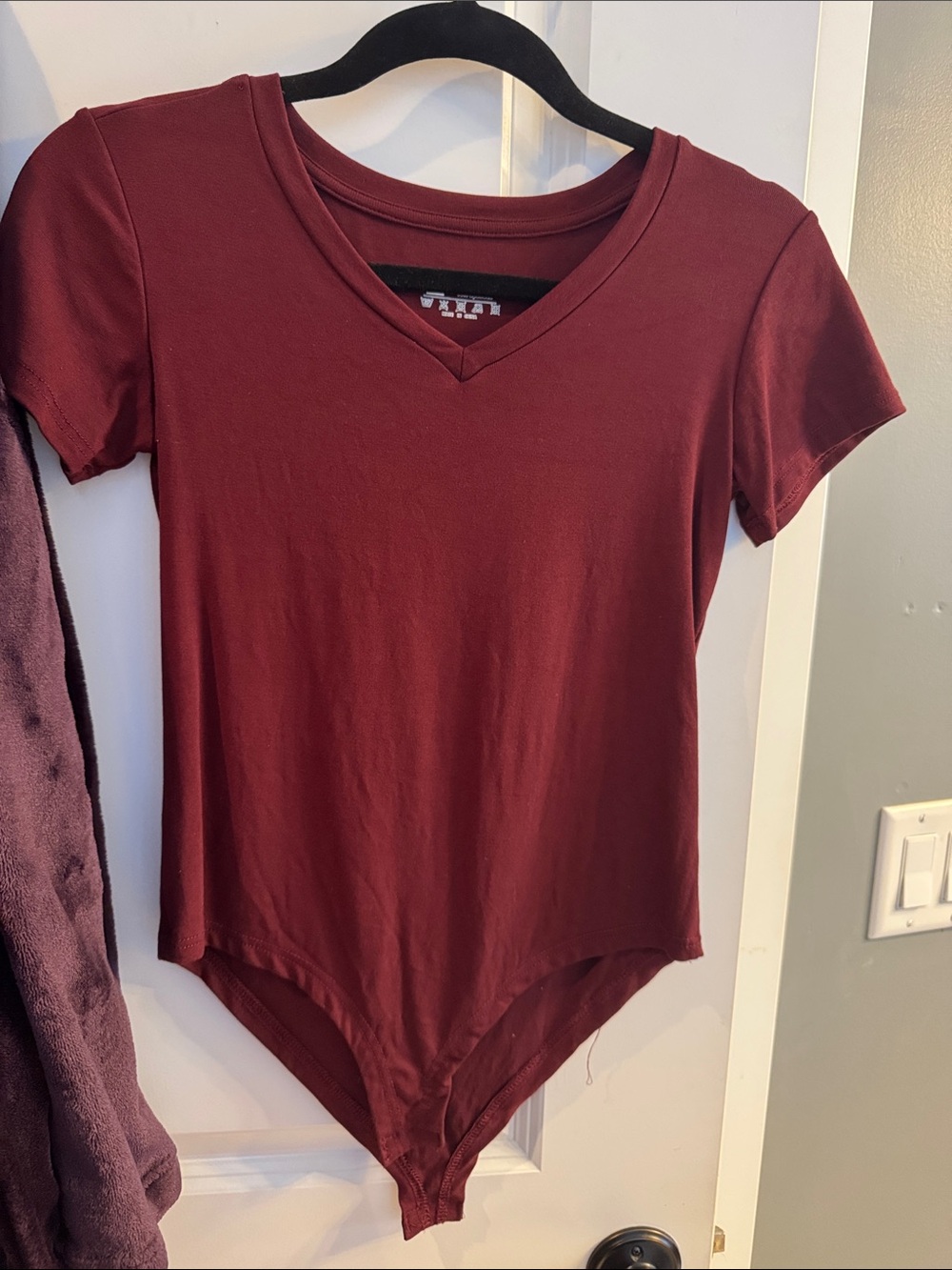 Women’s V-Neck Short Sleeve Bodysuit - Maroon